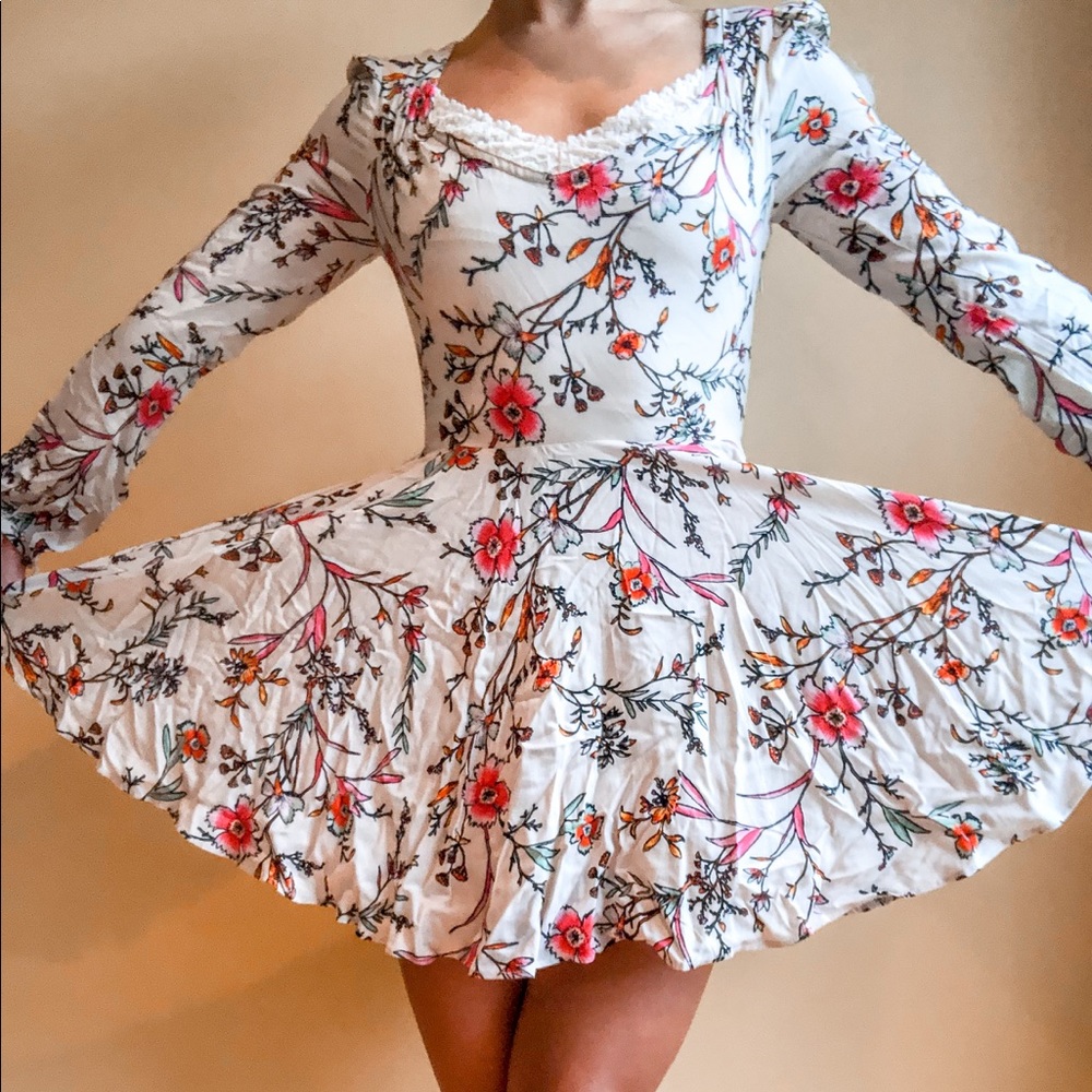 floral long sleeve dress urban outfitters